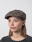 Кепка STETSON арт. 6840359 HATTERAS CHECK VIRGIN WOOL/SILK CERRUTI (темно-коричневый / бежевый)